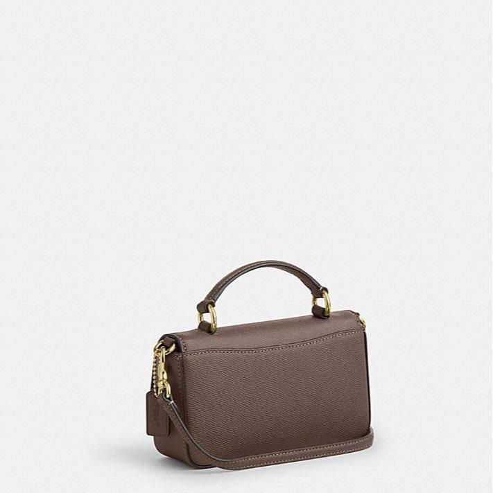 Coach Mini Josie Top Handle Crossbody Crossgrain Leather in Dark Stone - Image 5