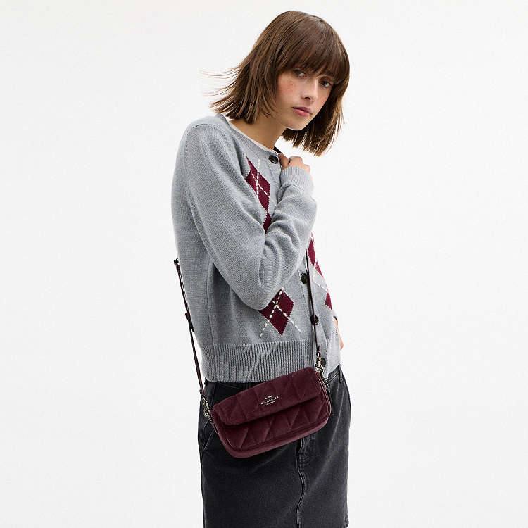 Coach Hailey Flap Crossbody in Velvet Burgundy - Image 4