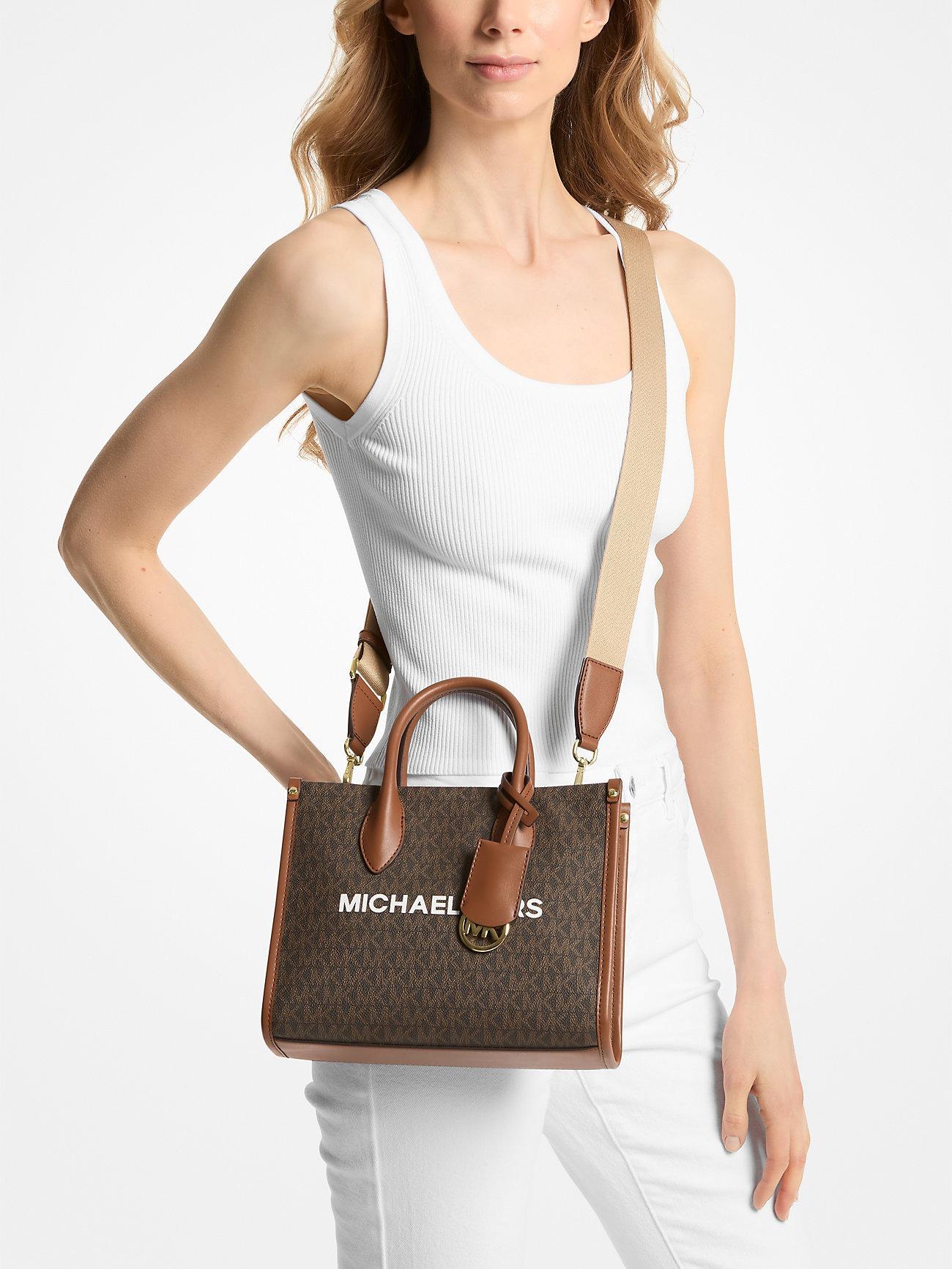 Michael Kors Mirella Small Shopper Top Zip Crossbody in Signature Brown - Image 3