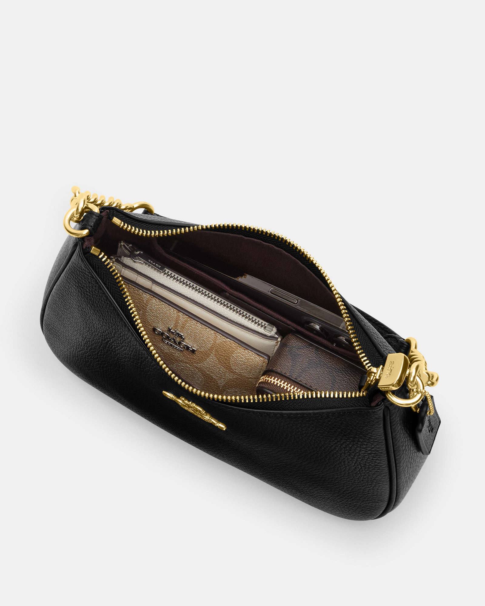 Coach Teri Shoulder Spazzolato Leather in Dark Stone - Image 4