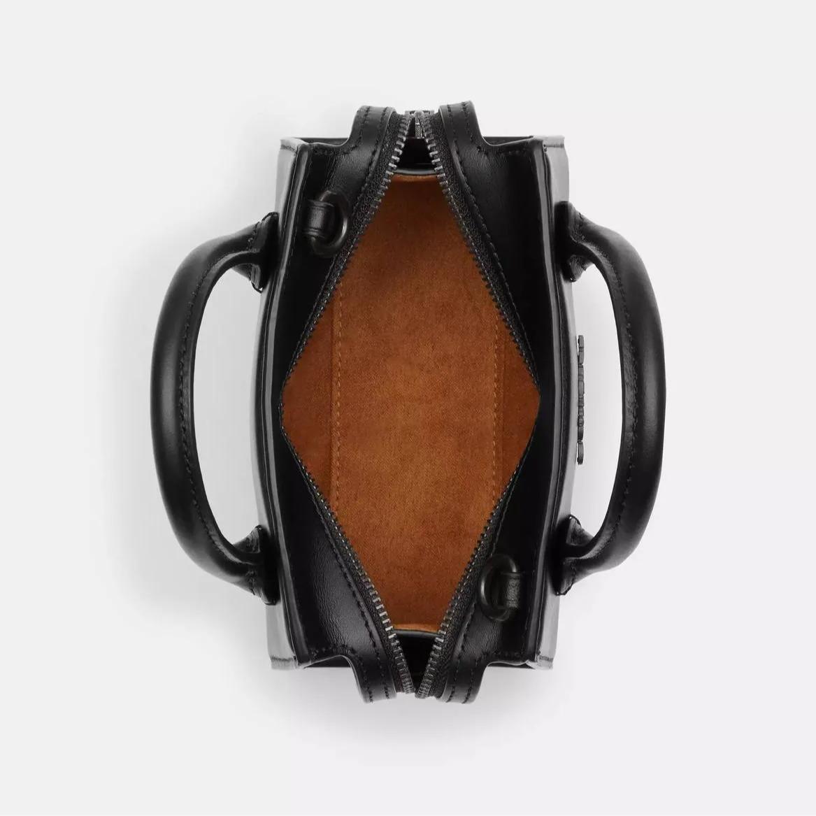 Coach Mini Andrea Satchel Crossbody Bags In Black - Material Smooth Leather, Inside Multifunction Pocket - Image 3