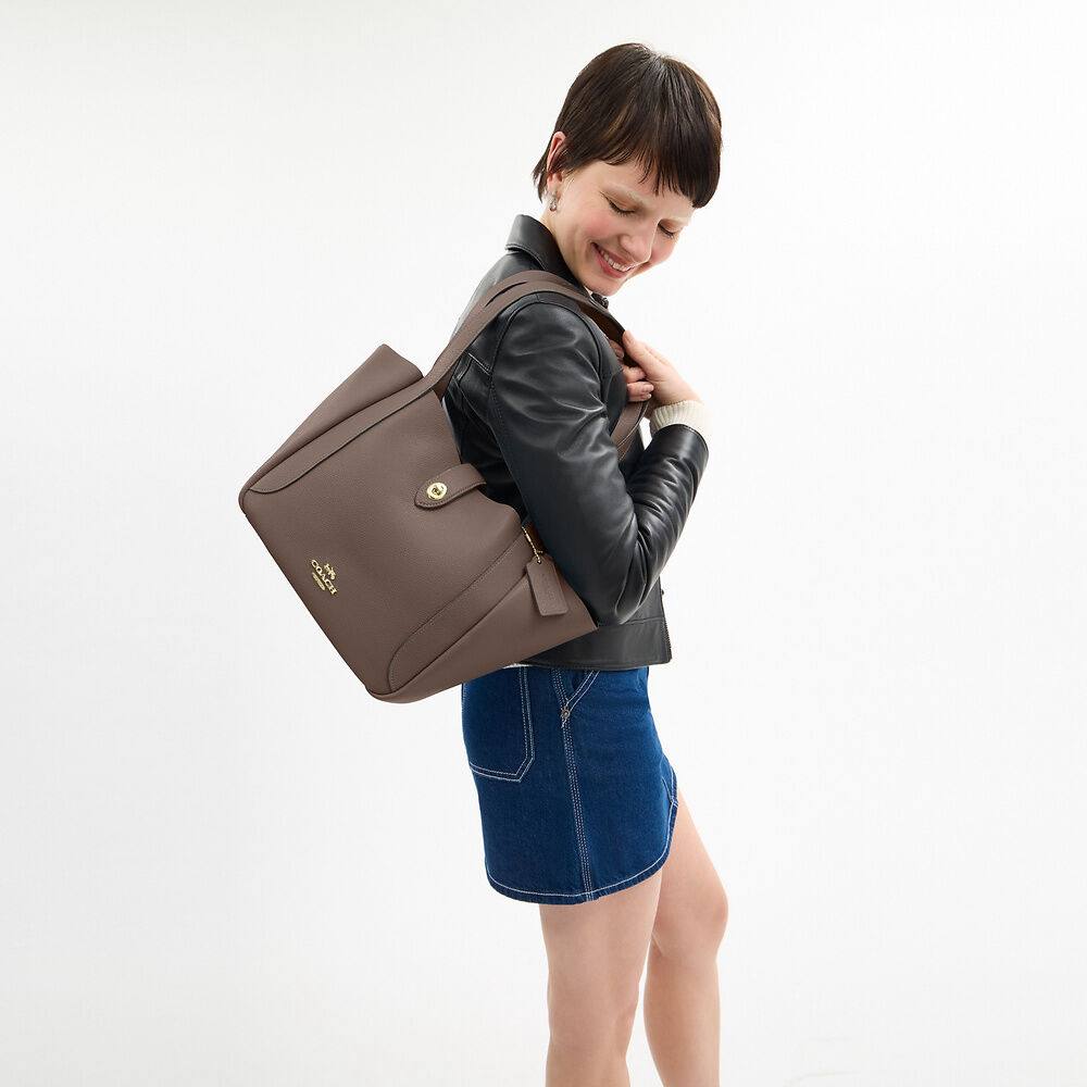 Coach Hadley Turnlock Tote Bag in Dark Stone CAL17 - Image 4