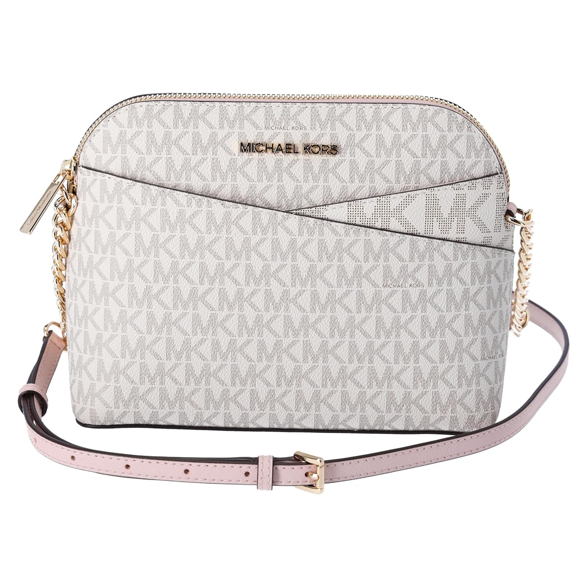 Michael Kors Jet Set Travel Medium Dome Crossbody in Signature Powder Blush Multi