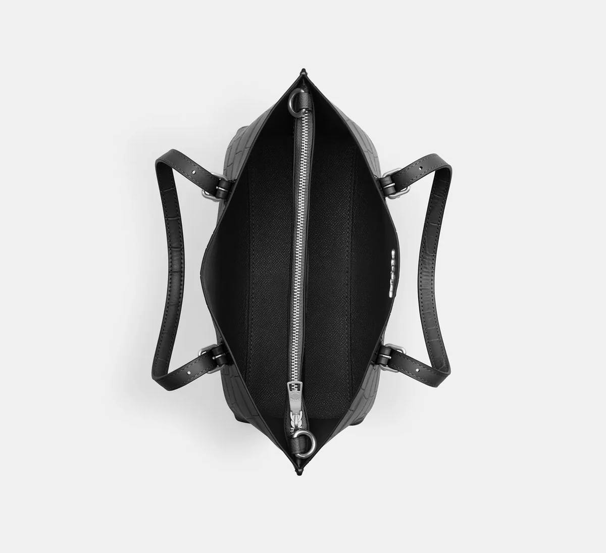 Coach Mollie Tote Bag 25 in Croc Embossed Black CW017 - Image 4