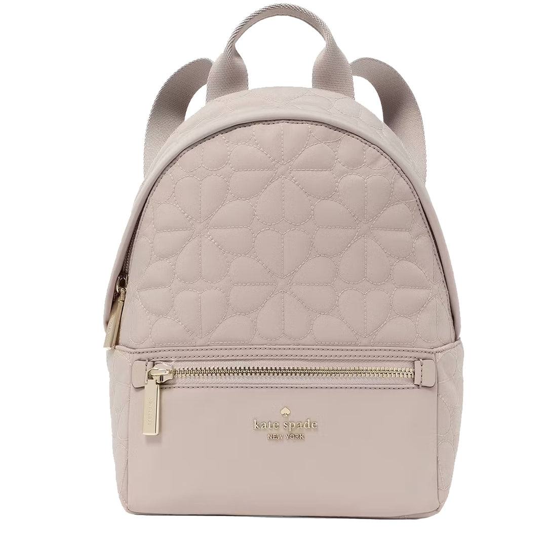 Kate Spade Spade Flower Quilted Fabric Small Backpack Bag in Cozy Grey KK158