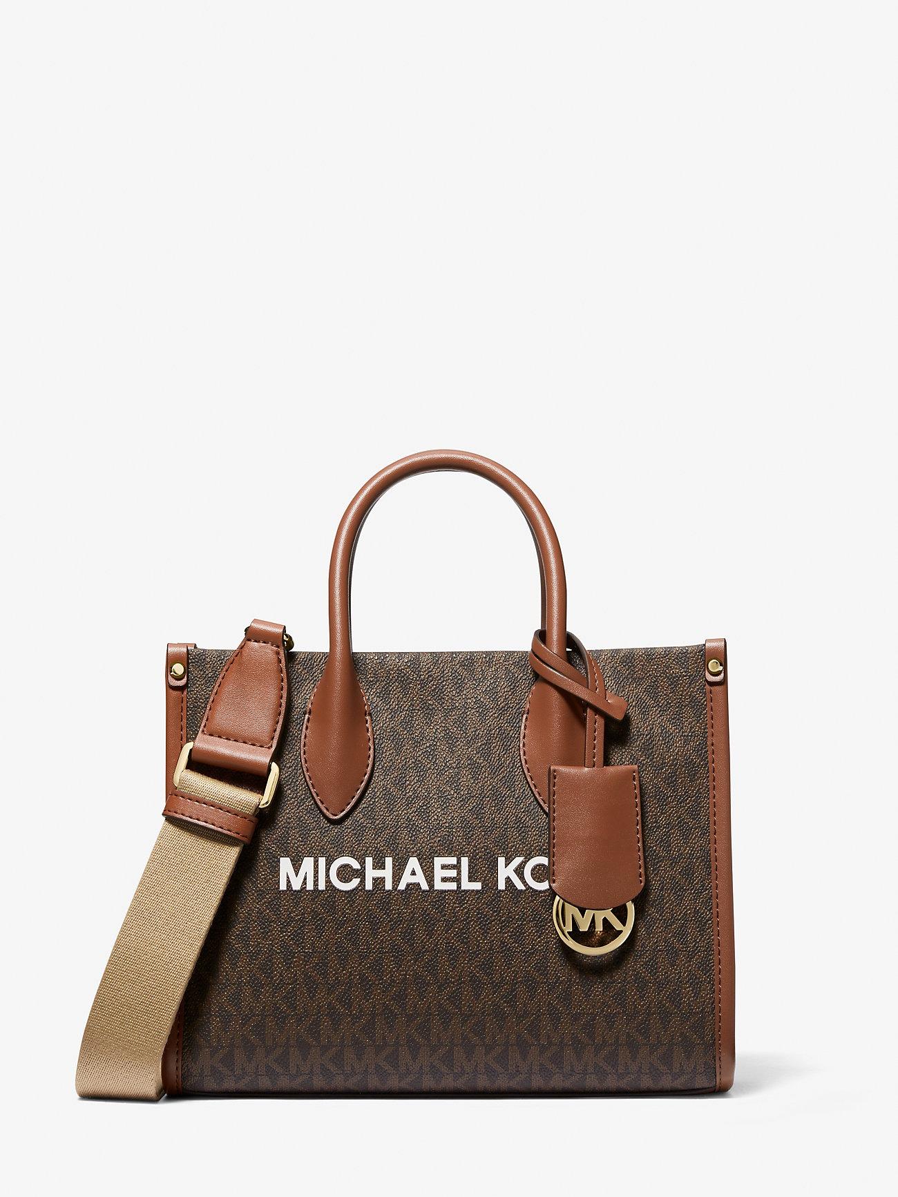 Michael Kors Mirella Small Shopper Top Zip Crossbody in Signature Brown